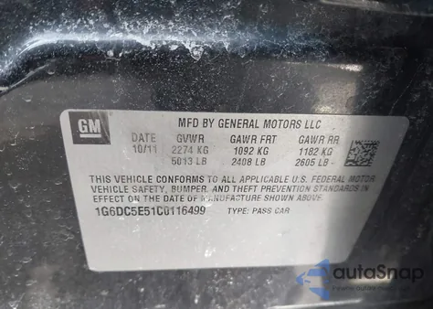 2012 Cadillac Cts Standard z USA, uszkodzony, nr VIN 1G6DC5E51C0116499